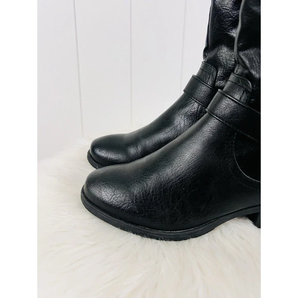 Croft & Barrow Ortholite Black Knee-High Vegan Leather Riding Boots Size 7M